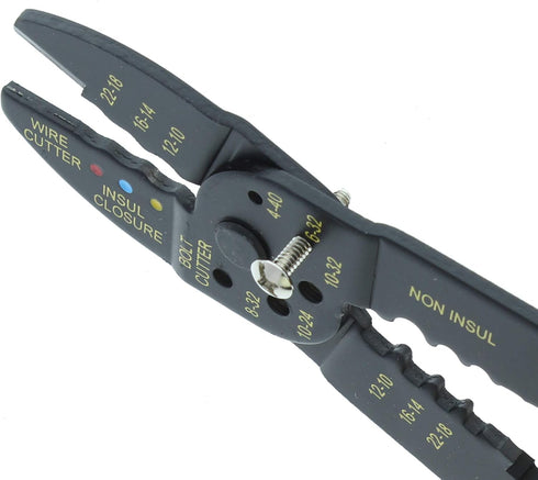 IDEAL Electrical 45-778 Multi-Crimp Strip Tool - High Leverage Wire Crimper & Stripper with Textured Grip