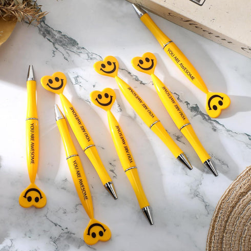 Qilery 50 Pcs Employee Appreciation Gifts, Smile Face Pens, You Are Awesome Pens, Black Ink Ballpoint