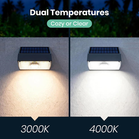 4000K 3000K 1000LM 1pcs Solar Fence Light Outdoor, Solar Wall Lights with Motion Sensor, Small Solars Light for Deck