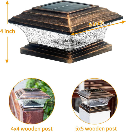 9 White/7 Modes/7 4x4 5x5 2pk HUYIENO Solar Post Cap Lights Outdoor LED Lighting Deck Fence Cap Light Light Modes