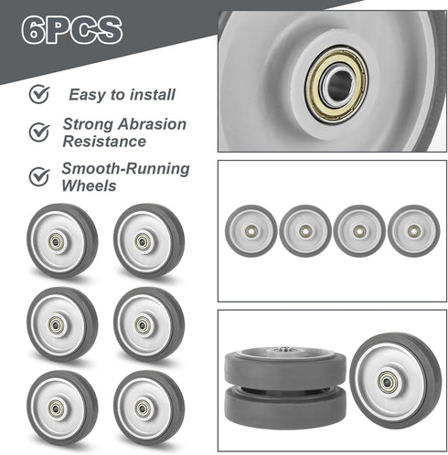 STARVAST 6PCS 5-inch Shopping Cart Replacement Wheels Kit, Diameter Wheels with Axles Bolt, Bearing Shopping Cart