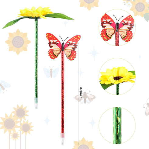 Zhanmai 24 Pieces Sunflower Butterfly Pens Bulk Novelty Pens Cute Ballpoint Writing Pens 0.5 mm 0.7 mm Party Favorsfor Classroom Back to School Teacher Student Office(Sunflower and Butterfly Style) by Zhanmai