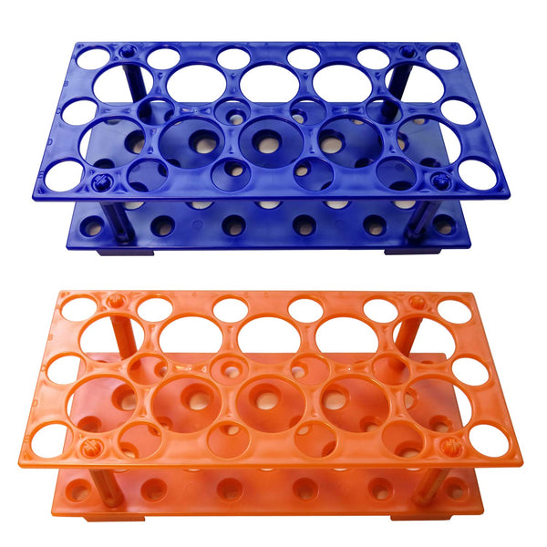 Test Tube Rack, Centrifuge Tube Holder (2 Pack - Blue and Orange) for 10ml, 15ml, 50ml, Detachable