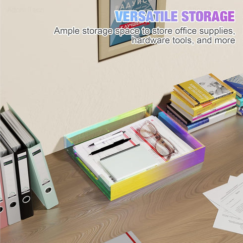 Iridescent Acrylic Letter Tray, A4 Paper File Organizer, Stackable Desktop Document Holder