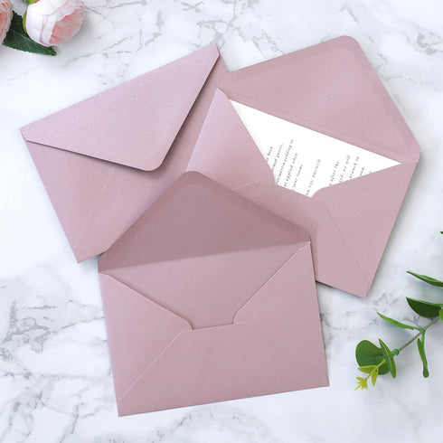 PONATIA 50 Pack A4 Envelopes, 4 1/4 x 6 1/8 Inches Dusty Rose Envelopes for Gift Cards, Wedding Details Cards