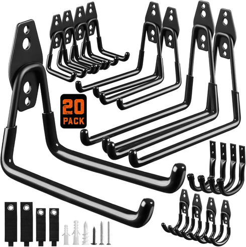 LANDNEOO Garage Hooks, 20-Pack Steel Garage Accessories for Organization and Storage, Heavy