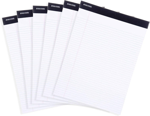 Mintra Office Legal Pads, BASIC WHITE 6pk, 8.5in x 11in, NARROW RULED, 50 Sheets per Notepad