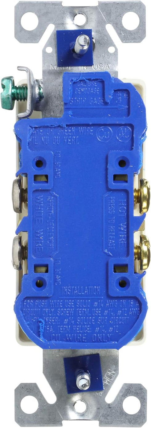 EATON Wiring 1107LA 15-Amp 2-Pole 3-Wire 125-Volts Decorator Duplex Receptacle, Light Almond