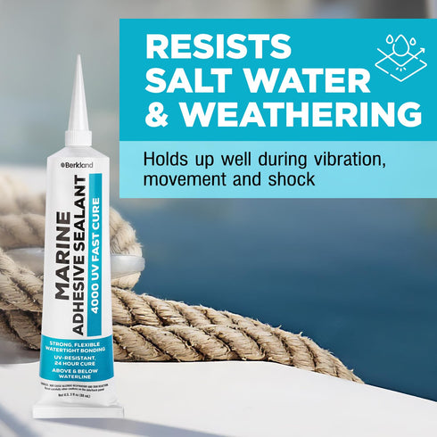 3 oz Marine Adhesive Sealant 4000/4200 Fast Cure UV, Sem-Permanent, Flexible Bonding and Sealing, UV Resistant, by