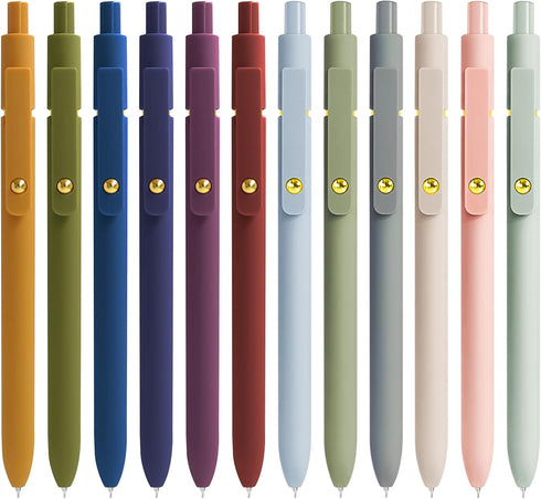 Gel Pens, 12 Pcs 0.5mm Fine Point Smooth Writing Pens, Cute High-End Series Black Ink Pens for Journaling, School