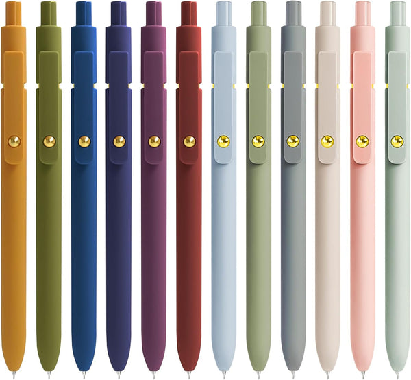 Gel Pens, 12 Pcs 0.5mm Fine Point Smooth Writing Pens, Cute High-End Series Black Ink Pens for Journaling, School