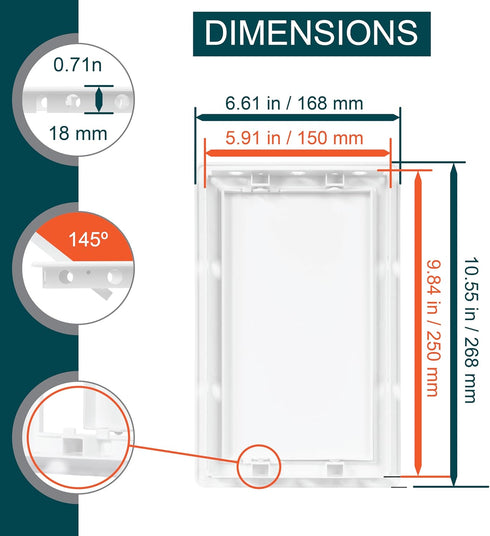 6" x 10" White Plastic Access Panel, Service Shaft Door Panel for Plumbing, Electricity, Heating, Alarm Wall Access