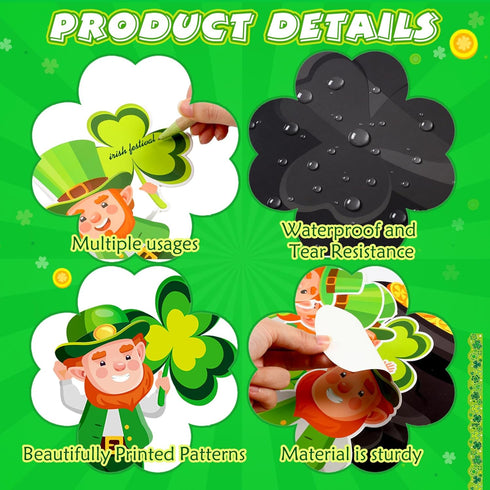 Pasimy St. Patrick's Day Bulletin Board Decoration, Lucky Shamrock Cutout Border for Classroom Decor