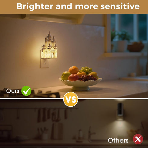 3D Dimmable 3000K L LOHAS LED Castle Night Lights Plug into Wall, Night Light for Kids, Built-in Dusk to Dawn Sensor