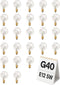 Adirxon 25-Pack G40 Globe Replacement Bulbs, Clear Glass Incandescent Light Bulbs for Outdoor