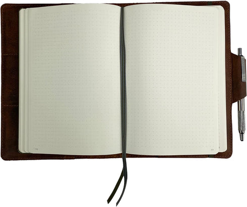 Leuchtturm A5 Notebook Cover - Handmade Full Grain Leather, Bourbon Brown, Perfect for Storing Journal