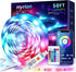 hyrion 50ft USB-Powered RGB LED Strip Lights, Music Sync & Sound-Reactive Color