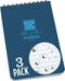 Rite In The Rain Weatherproof Top Spiral Notebook - 4" x 6", Blue Cover, Universal Pattern, 3 Pack