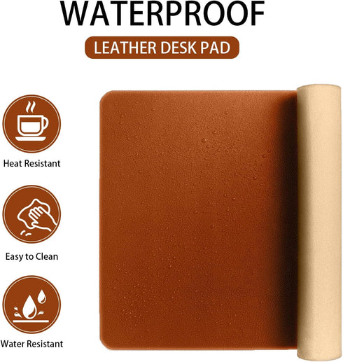 glodentai 25in*13in) Leather Desk pad Protector, Office Mat, Large Mouse Mat, Non-Slip PU Leather Blotter, Laptop Desk