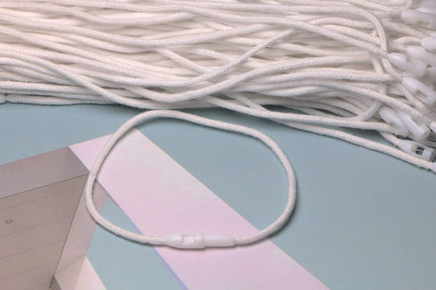 Tupalizy White Cotton Gift Clothing Price Tag String Hanging Rope Snap Lock Pin Loop Fastener Hook Ties for Luggage