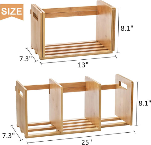 ZOOFOX Bamboo Desktop Bookshelf - Expandable Organizer, Small Display Shelf Book Rack for Office Supplies