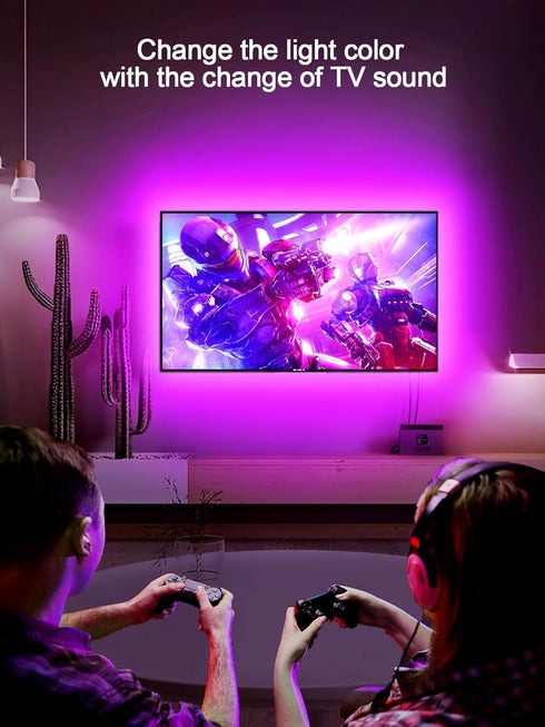 GIPOYENT TV Light Strip, Music Sync LED TV Backlight, for 32-50 Inch TV, LED TV Light with Bluetooth Function - RGB Color Changing Light Strip for Home Theater (9.8t) by GIPOYENT