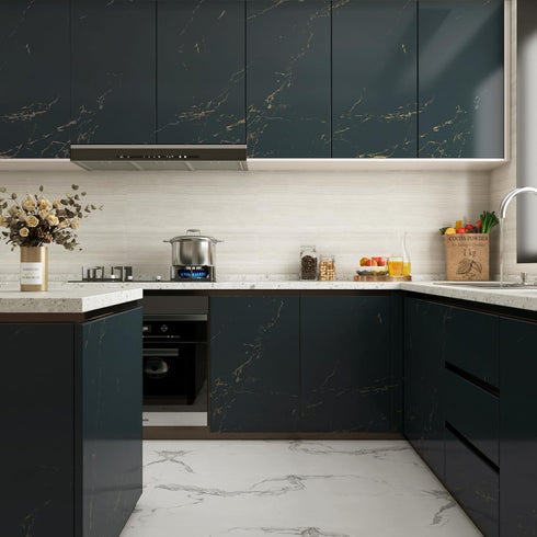 Yenhome 17.7"X118" Countertop Contact Paper, Gold Green Marble Peel and Stick Wallpaper for Cabinets and Tables