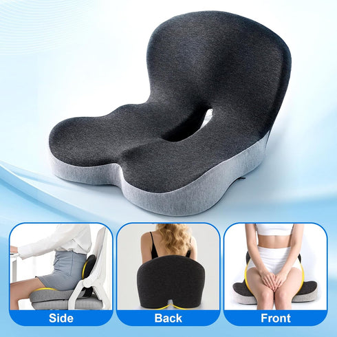 Rottipe Tailbone Memory Foam Office Chair Cushion, L-Shaped Integrated Seat Cushions, Chair Seat Cushion for Lower Back