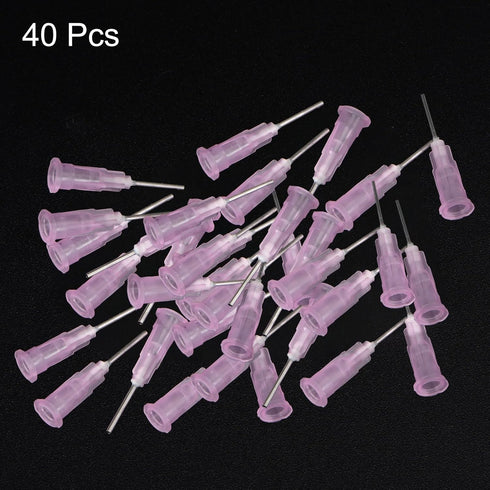 uxcell Industrial Blunt Tip Dispensing Needle with Luer Lock, 18G 1/2", 40 Pcs Pink for Liquid Glue Gun