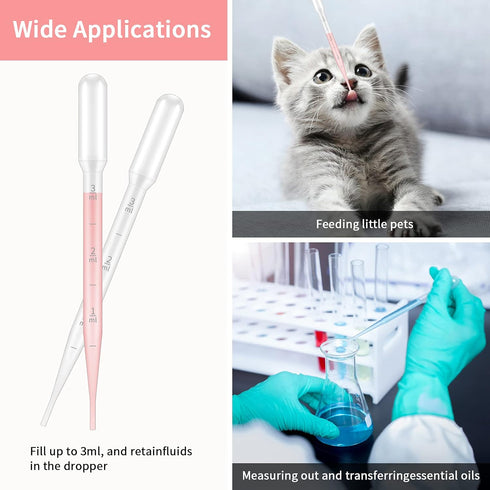 100PCS 3ml Disposable Plastic Pipettes by G2PLUS, Graduated Transfer Pipettes for Science Laboratory