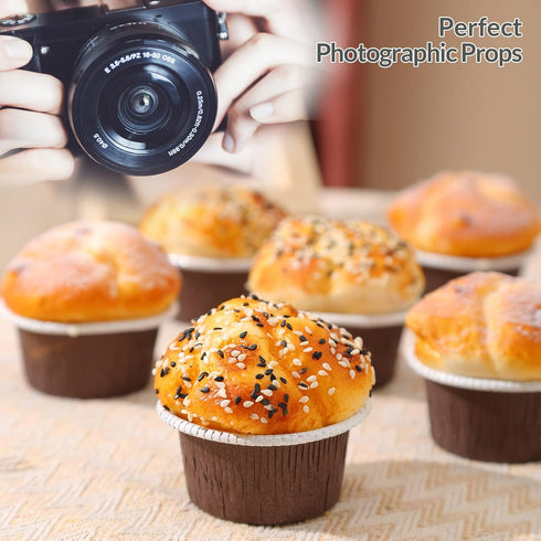 Joeabor Set 6 Pack Fake Cupcakes, Artificial Cupcakes for Display, Realistic Fake Food, Artificial Cake Fake Desserts