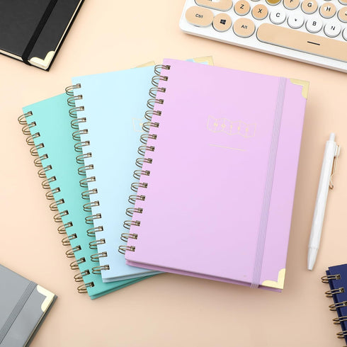 Hardcover Spiral Notebook, College Ruled A5 Small Notebook, 5x7, 160 Pages for Work Aesthetic Note Taking, Purple