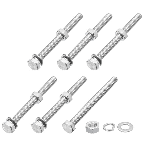 Hex Head Screws Bolts, Nuts, Flat & Lock Washers Kits (M10-1.5x120mm) Stainless Steel Machine Screws Set