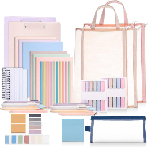 Colarr 54 Pieces Aesthetic School Supplies Set, Bulk Back to School Essentials Kit, Macaron Color for High School and