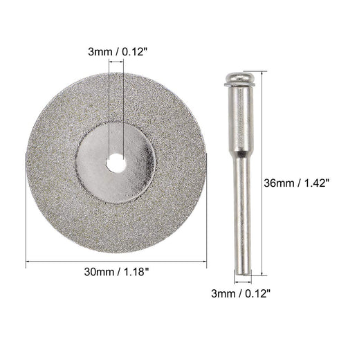 uxcell 10 Pcs Diamond Cutting Wheels, 30mm Cut Off Wheel with 2 Pcs Mandrels for Rotary Tool