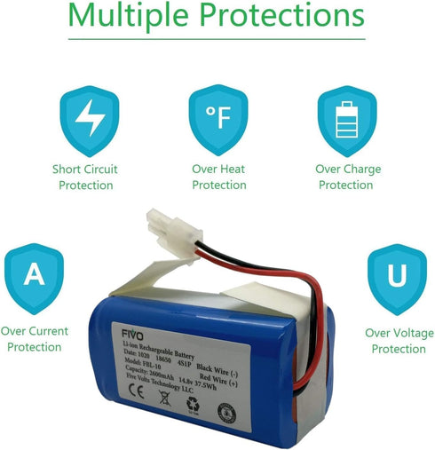 Replacement Battery for ILIFE A4S, A4S Pro, A6, A7, A9, A10, V3x, V7s Plus, W450 Robot Vacuum Cleaners, 2600mAh