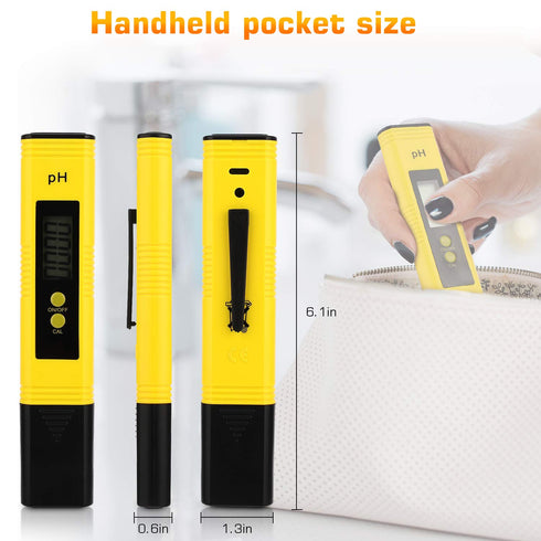 0.01, 014 Digital pH Meter Tester Pen for Water, Pre-Calibrated, High Accuracy pH Range, Pocket Size for Drinking