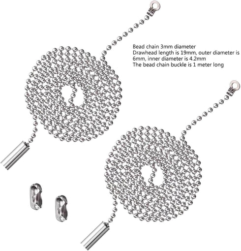 Kangnice 2 Pack 3.3 Bulb 2 Pack 3.3 Ceiling Fan Pull Chain Feet Metal Ceiling Fan Pull Chain Strong Bearing & Rustproof