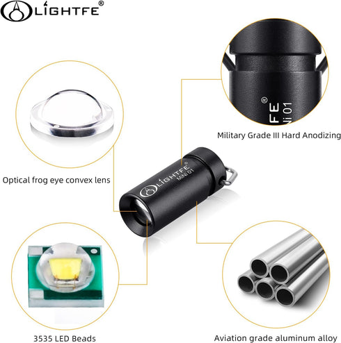 LIGHTFE MINI01 keychain flashlight mini keychain light is light, small, and bright (Mini01 black) by LIGHTFE