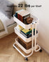Pipishell 3 Tier Heavy-Duty Metal Rolling Utility Cart, Multifunctional Mesh Storage with 2 Lockable Wheels (White)