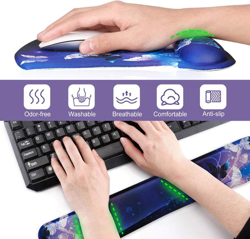 ToLuLu Keyboard Wrist Rest Pad Ergonomic Mouse Pad Set, Gel Mouse Pad for Computer Laptop, Non Slip Mousepad Keyboard