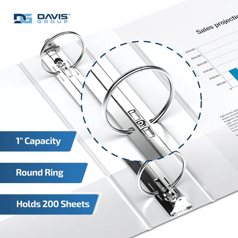 Davis Group Easyview Junior Binder, 1-Inch Mini Clear-View 3-Ring Binder, White, 8.5"x5.5", Made in Canada for School,