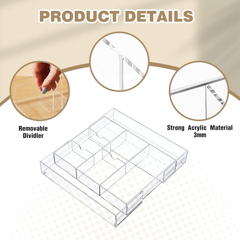 Briwooody 1 9'' 18'' 12'' 2.1'' 8 Pcs Acrylic Desk Drawer Organizer up to x x Expandable Drawer Organizer Trays