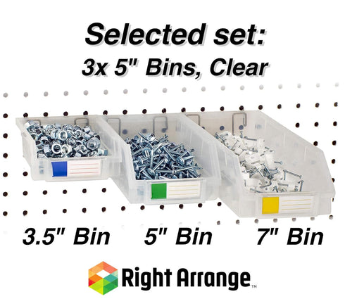 Pegboard Bins 3 Pack Clear Large, Organize Hardware, Accessories & Small Parts for Workbench, Garage Storage & Craft
