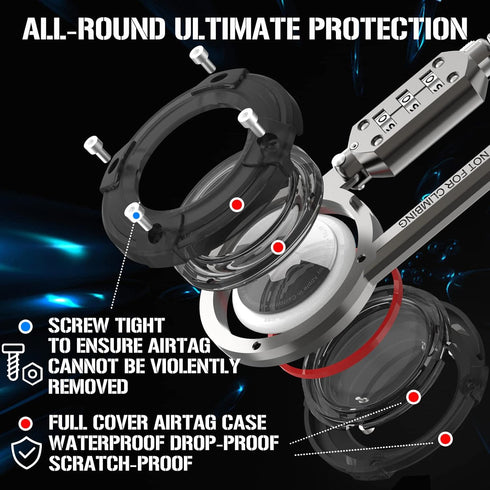 Airtag Holder with 3-Digit Combination Lock, Protective Case with Metal Carabiner