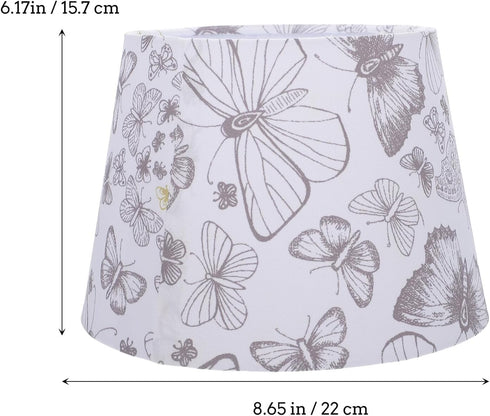 HAMPPLIES Fabric Round Lamp Shade for Table Wall and Floor Lamps Lightweight Soft Light Cover with Butterfly Print Easy