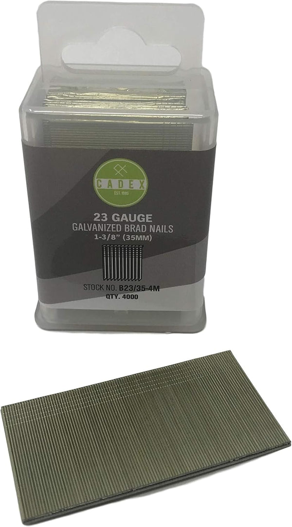Cadex B23/35-4M 23-Gauge Galvanized Brad Nails with 4000 Fasteners, 35mm Per Box