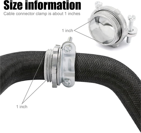 5Pack 1 inch NM Cable Clamp Type Connectors for Metallic Conduit Protect Cables Silver-Zinc by Fuzbaxy