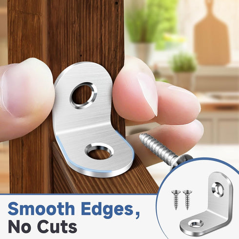 DOUDOULE 40PCS Sets, 90 80 (0.79 0.79 L Bracket Corner Brace Stainless Steel L Brackets for Wood Shelves, Degree Right