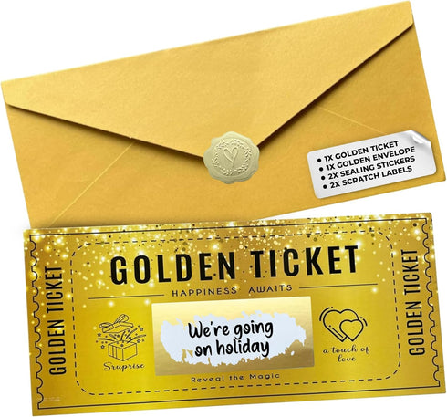 Mikki Joan | Golden Ticket Scratch Card | Personalized Gift Set for Birthdays, Movie